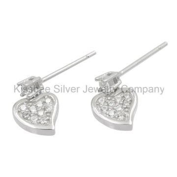 Moda escuchar aretes 925 joyas de plata esterlina CZ pendientes (KE3071)